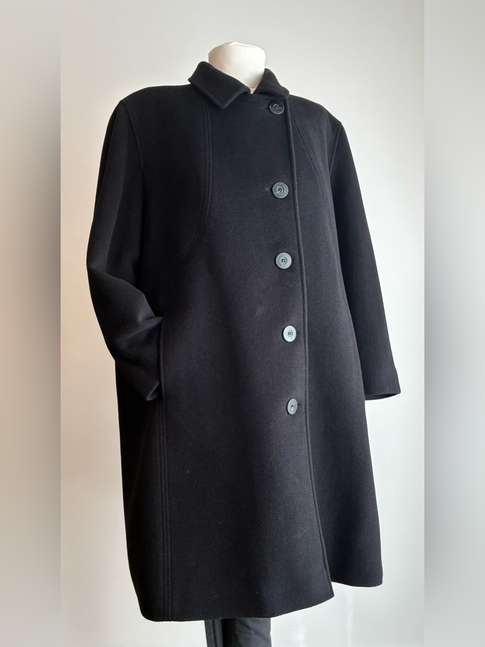 VTG LE PRIVÉ Canada Wool Angira Black Swing Cocoon Coat Jacket Plus 2X XL XXL